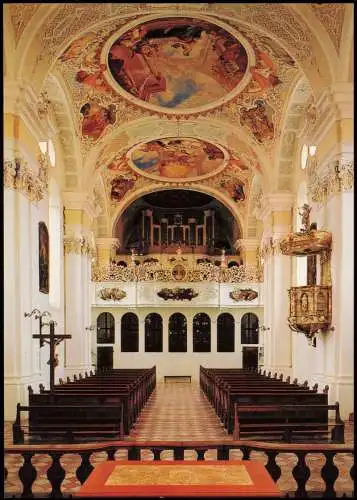 Ansichtskarte Bad Saulgau Pfarrkirche St. Markus Sießen, Innenansicht 1990