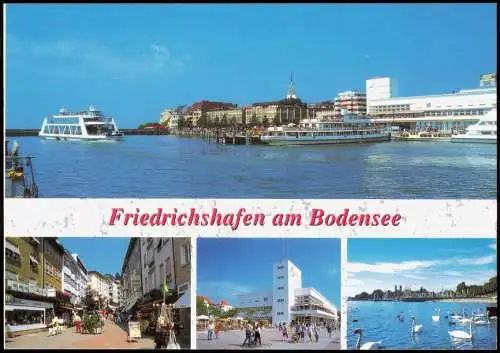 Friedrichshafen Mehrbildkarte mit 4 Ortsansichten u.a. Hafen-Bahnhof 1999