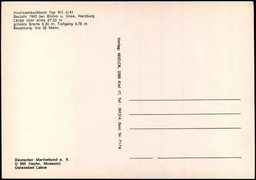 Laboe U. 995 (techn. Museum) OSTSEEBAD LABOE Hochseetauchboot Typ VII c/41 1975