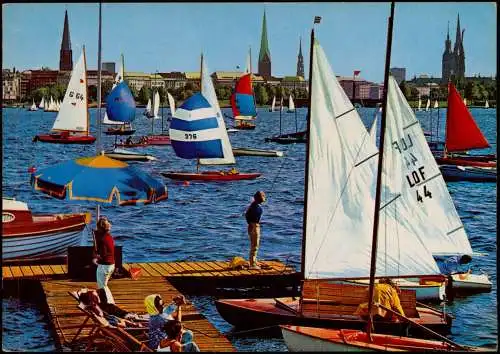 Ansichtskarte Hamburg Außenalster, Segler Segelboote 1980
