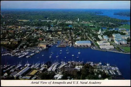 Postcard Annapolis Aerial View of Annapolis and U.S. Naval Academy 1993