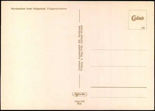 Helgoland (Insel) Luftbild Nordseebad Insel Fliegeraufnahme 1973