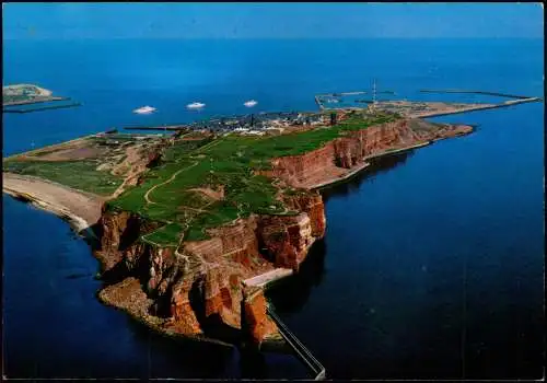 Ansichtskarte Helgoland (Insel) Luftbild mit weißer Flotte 1984