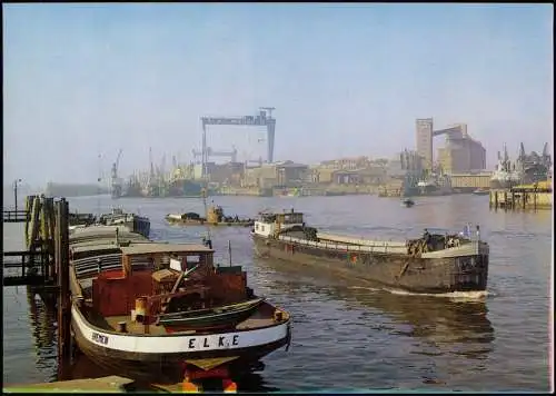 Ansichtskarte Bremen Schiffe im Hafen, u.a. Frachtschiff "Elke" 1970