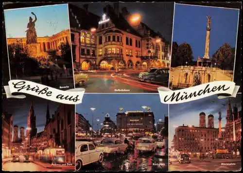 München Mehrbildkarte u.a. mit Hofbräuhaus Karlsplatz Rathaus und Dom 1964