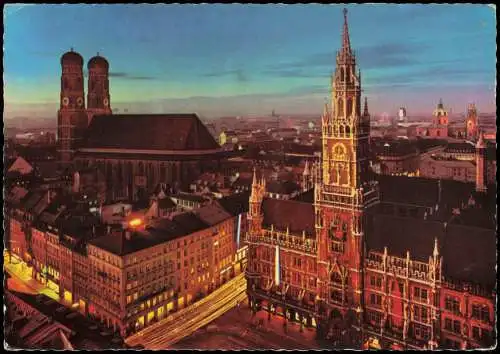 Ansichtskarte München Panorama-Ansicht mit Rathaus und Frauenkirche 1969