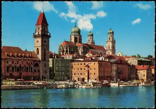 Ansichtskarte Passau Rathaus, Dom und Donau Partie 1966