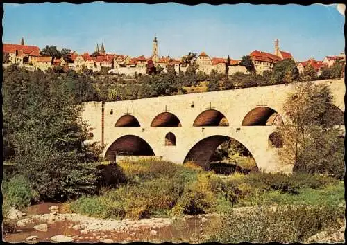 Ansichtskarte Rothenburg ob der Tauber Doppelbrücke im Taubertal 1963