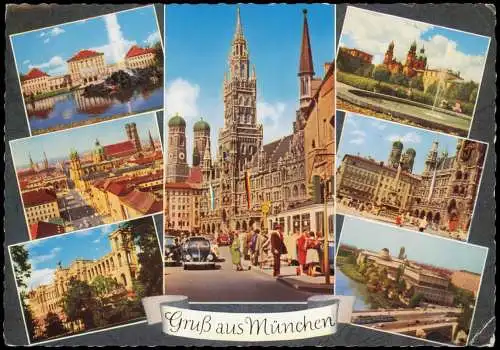 Ansichtskarte München Mehrbildkarte mit diversen Stadt-Ansichten 1963