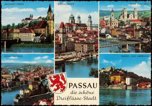 Passau Mehrbildkarte u.a. INNSTADT-PARTIE RATHAUSPLATZ BLICK ZUM DOM 1966