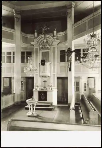 Foto Seiffen (Erzgebirge) Bergkirche Innen Kanzel Taufstein 1970 Foto