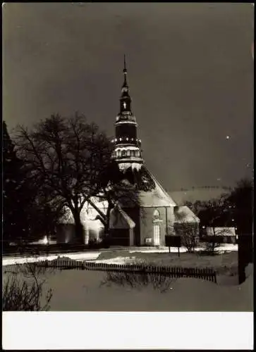 Seiffen (Erzgebirge) Bergkirche im Schnee bei Nacht 1970 Foto