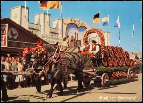 Ansichtskarte München Oktoberfest Hühnerbraterei Einzug Festwirte 1960