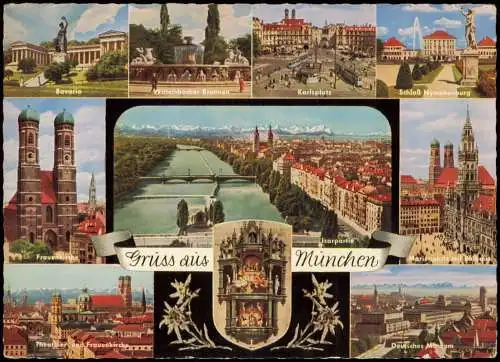 München Mehrbildkarte   Bavaria Karlsplatz Schloß Nymphenburg Frauenkirche 1960
