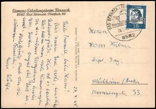 Bad Berneck im Fichtelgebirge Siemens-Erholungsheim Berneck 1965