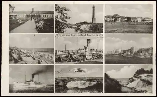 Ansichtskarte Norderney Stadt, Dampfer, Umland MB 1953