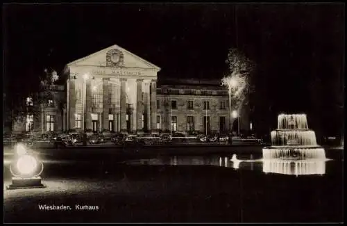 Ansichtskarte Wiesbaden Kurhaus bei Nacht 1962