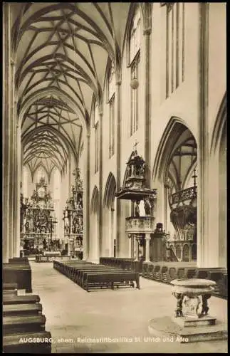 Ansichtskarte Augsburg Basilika St. Ulrich und Afra - Altar Kanzel 1961