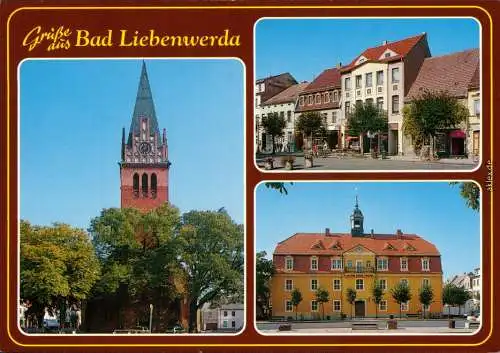 Ansichtskarte Bad Liebenwerda Kirche, Rathaus, Markt 1995