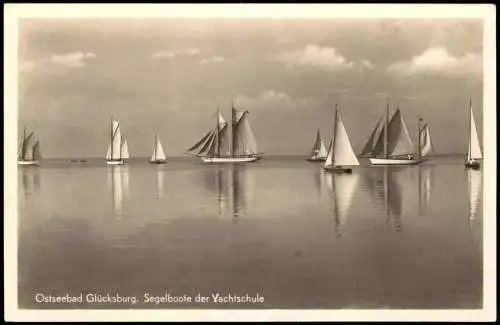 Ansichtskarte Glücksburg (Ostsee) Lyksborg Segelboote der Yachtschule 1932