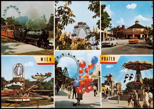 Ansichtskarte Wien Prater Mehrbild Riesenrad Kettenkarusell 1979