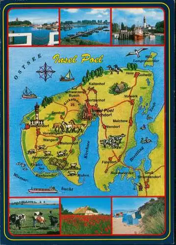 Ansichtskarte Insel Poel Mehrbild Landkarten AK 1995
