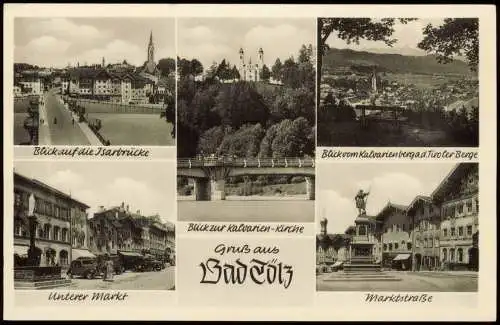 Ansichtskarte Bad Tölz Unterer Markt, Straße, Kalvarienberg MB 1961