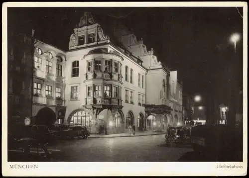 Ansichtskarte München Hofbräuhaus bei Nacht 1960
