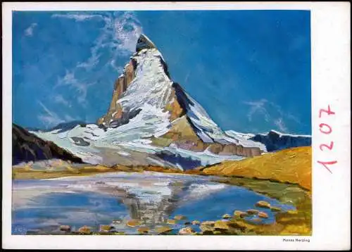 Ansichtskarte Zermatt Das Matterhorn - Künstlerkarte Hans Herzing 1932