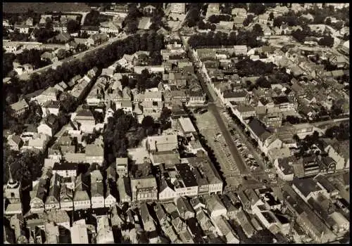 Ansichtskarte Aurich-Leer (Ostfriesland) Luftbild Markt und Innenansicht 1960