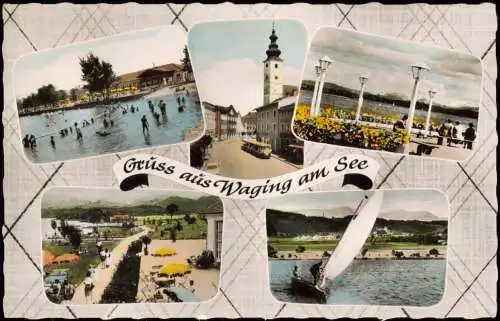 Ansichtskarte Waging am See Stadtteilansichten colorfoto AK 1968