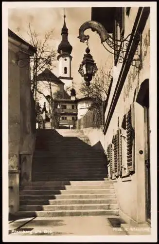 Ansichtskarte Starnberg Treppenaufgang zur Kirche 1964