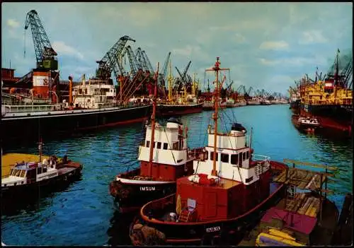 Ansichtskarte Bremen Hafen, Kräne Schiffe 1979