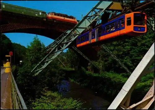 Ansichtskarte Elberfeld-Wuppertal Sonnborner-Brücke, Schwebebahn 1987