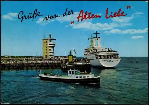 Ansichtskarte Cuxhaven Alte Liebe mit Schiff Wappen von Hamburg 1974