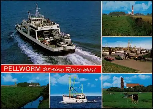 Ansichtskarte Amt Pellworm MB: Fähre Schiff Stadt 1982