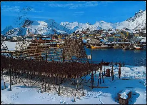 Norwegen Allgemein Svolvær. Fiskeheng. Cod hanging in rack. 1980
