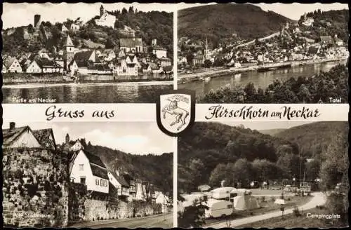Ansichtskarte Hirschhorn (Neckar) Alle Stadtmauer, Campingplatz uvm 1961