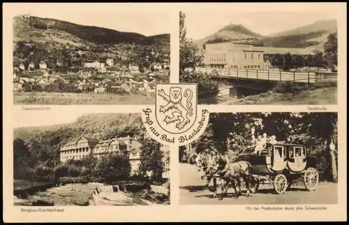 Ansichtskarte Bad Blankenburg Stadthalle, Totale, Kutsche 1960