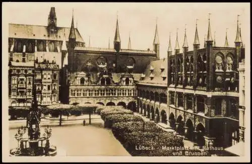 Ansichtskarte Lübeck Marktplatz 1949