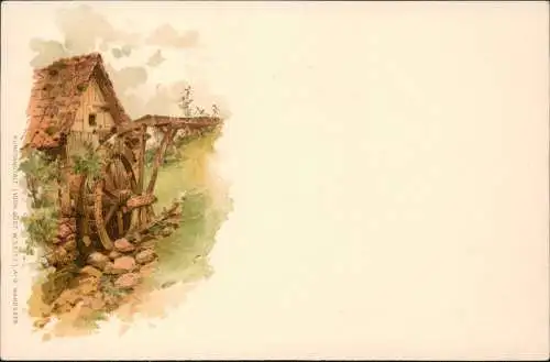 Ansichtskarte  Wassermühle Mill Künstlerkarte 1908