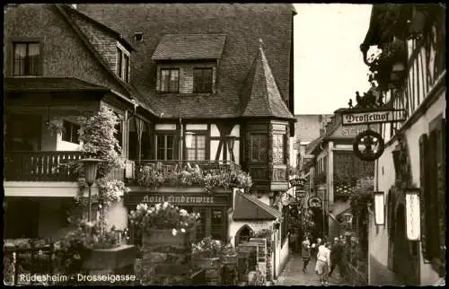 Ansichtskarte Rüdesheim (Rhein) Drosselgasse - Fotokarte 1965