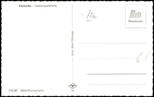 Ansichtskarte Karlsruhe Schwarzwaldhalle 1963