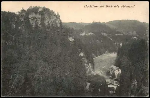 Sächsische Schweiz Hockstein mit Blick in's Polenztal 1928  Stempel Hohnstein