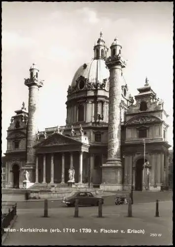 Ansichtskarte Wien Strassen Partie, Auto, Motorrad vor der Karlskirche 1960