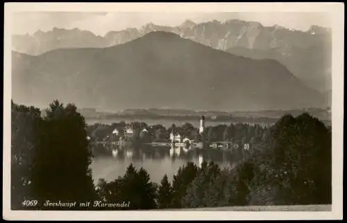 Ansichtskarte Seeshaupt Panorama-Ansicht Seeshaupt mit Karwendel 1940