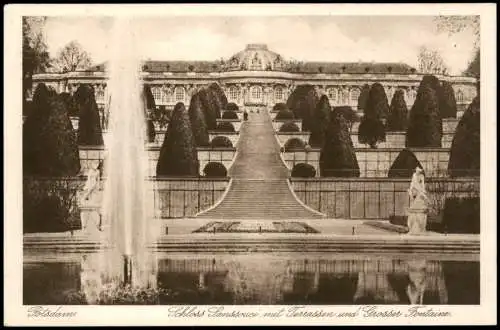 Potsdam Schloss Sanssouci mit Terrassen und Grosser Fontaine 1930