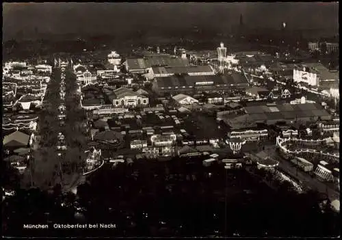 Ansichtskarte München Luftbaufnahme Oktoberfest bei Nacht 1960