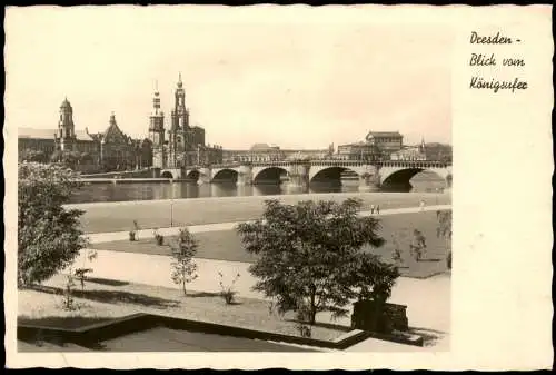 Ansichtskarte Dresden Stadt-Ansicht Blick vom Königsufer 1941