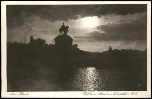 Ansichtskarte Koblenz Deutsches Eck bei Abendstimmung 1935